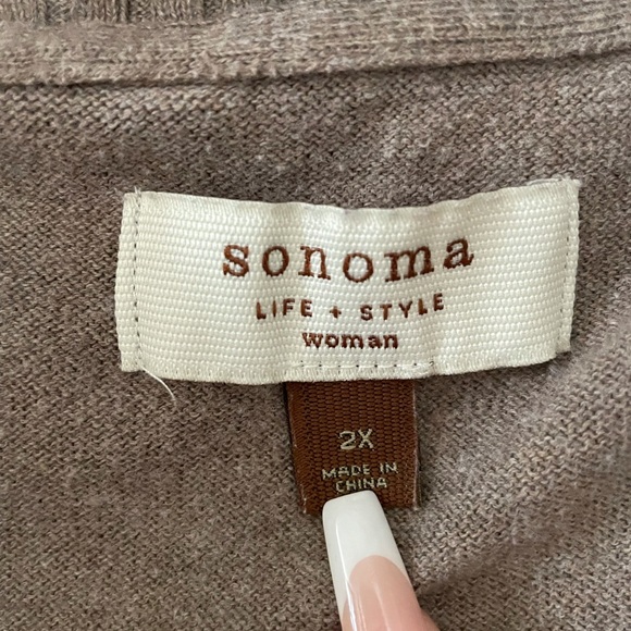 Sonoma Dark Tan Open Front Cardigan - Picture 2 of 3